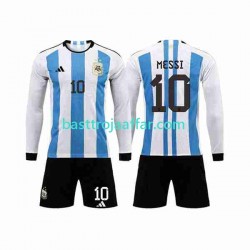 Argentina 3 Stars Lionel Messi 10 Barn Hemma Fotbollströja VM 2022 Långärmad Argentina 3 Stars Lionel Messi 10 Barn Hemma Fotbollströja VM 2022 Långärmad
