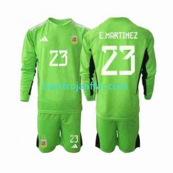 Argentina Emiliano Martinez 23 Målvakt Barn Hemma Fotbollströja VM 2022 Långärmad