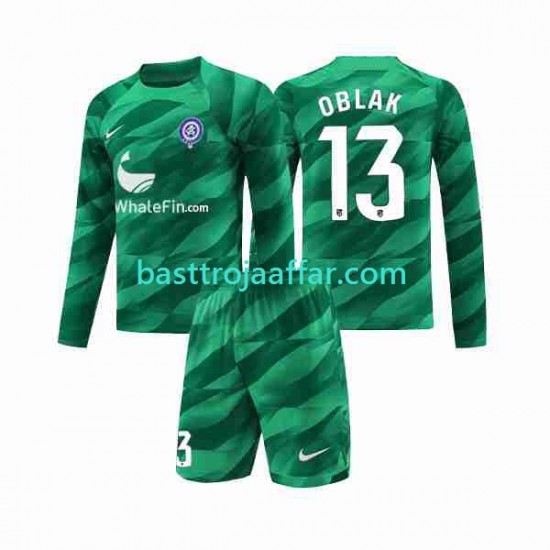 Atlético Madrid Jan Oblak 13 Målvakt Barn Borta Fotbollströja 2023-2024 Långärmad
