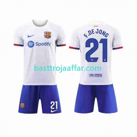 FC Barcelona Frenkie de Jong 21 Barn Borta Fotbollströja 2023-2024 Kortärmad