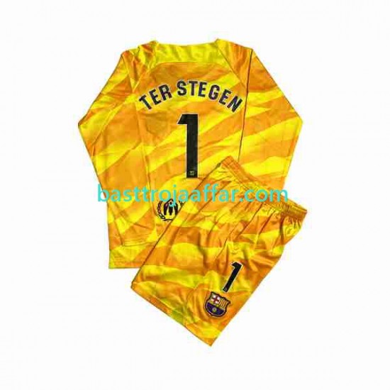 FC Barcelona Ter Stegen 1 Målvakt Barn Fjärde Fotbollströja 2023-2024 Långärmad