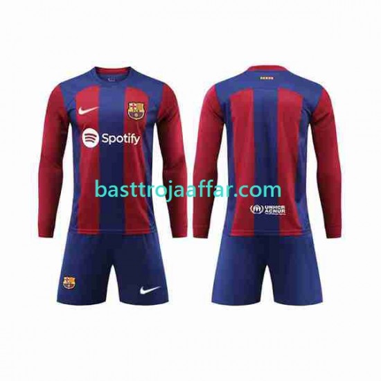 FC Barcelona Barn Hemma Fotbollströja 2023-2024 Långärmad