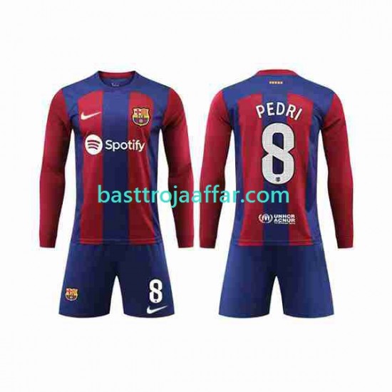 FC Barcelona Pedri 8 Barn Hemma Fotbollströja 2023-2024 Långärmad