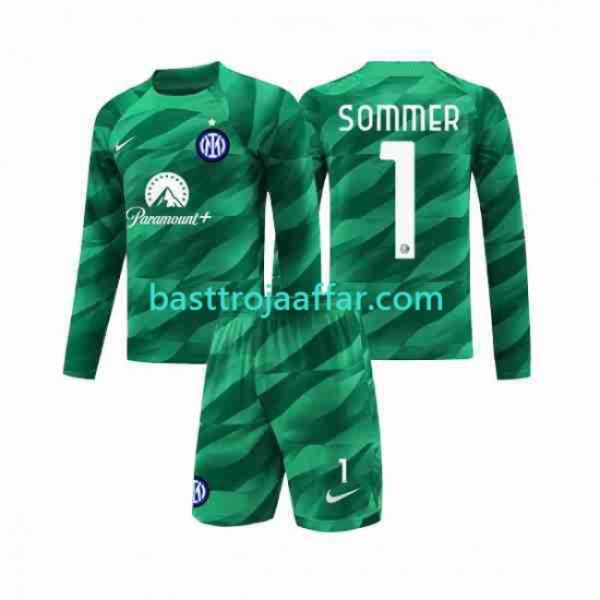 Inter Milan Sommer 1 Målvakt Barn Borta Fotbollströja 2023-2024 Långärmad