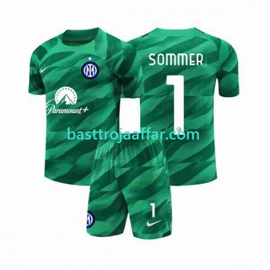 Inter Milan Sommer 1 Målvakt Barn Borta Fotbollströja 2023-2024 Kortärmad