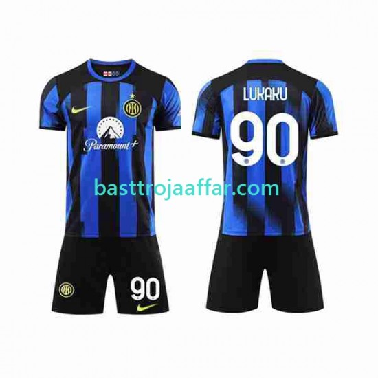 Inter Milan Lukaku 90 Barn Hemma Fotbollströja 2023-2024 Kortärmad