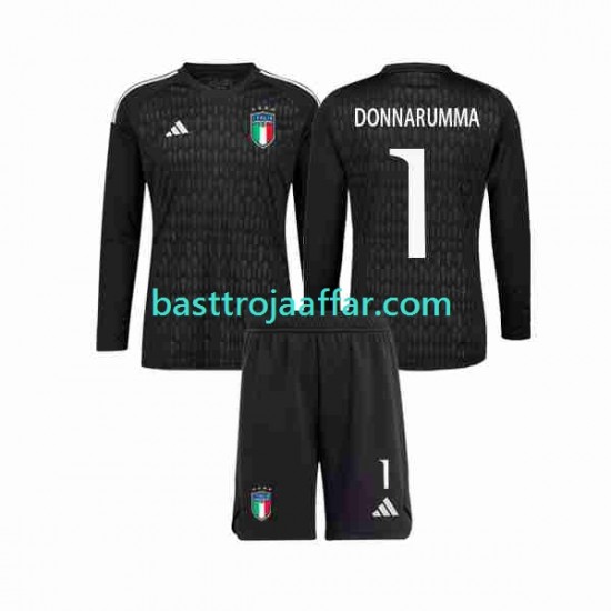 Italien Donnarumma 1 Målvakt Barn Borta Fotbollströja 2023 Långärmad