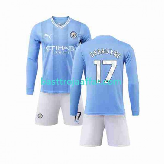 Manchester City Kevin De Bruyne 17 Barn Hemma Fotbollströja 2023-2024 Långärmad