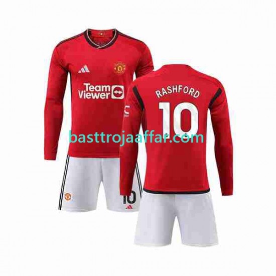 Manchester United Marcus Rashford 10 Barn Hemma Fotbollströja 2023-2024 Långärmad