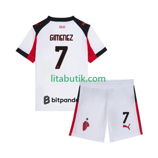 AC Milan Santiago Gimenez 7 Barn Borta Fotbollströja 2025-2026 Kortärmad