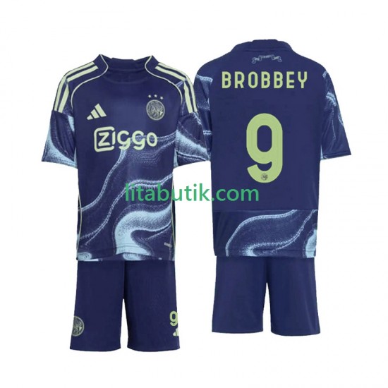 AFC Ajax Brian Brobbey 9 Barn Borta Fotbollströja 2025-2026 Kortärmad