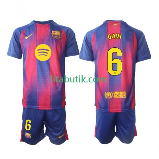 FC Barcelona Gavi 6 Barn Hemma Fotbollströja 2025-2026 Kortärmad