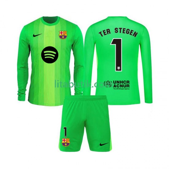FC Barcelona Ter Stegen 1 Målvakt Barn Hemma Fotbollströja 2025-2026 Långärmad