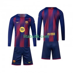 FC Barcelona Barn Hemma Fotbollströja 2025-2026 Långärmad