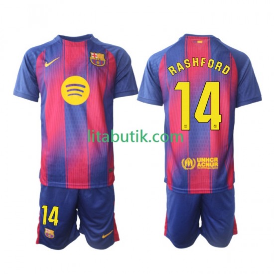 FC Barcelona Marcus Rashford 14 Barn Hemma Fotbollströja 2025-2026 Kortärmad