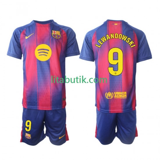 FC Barcelona Robert Lewandowski 9 Barn Hemma Fotbollströja 2025-2026 Kortärmad