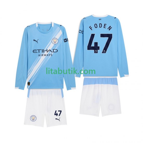 Manchester City Phil Foden 47 Barn Hemma Fotbollströja 2025-2026 Långärmad