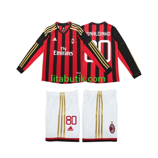AC Milan RONALDINHO 80 2013 2014 Retro Barn Hemma Fotbollströja Långärmad