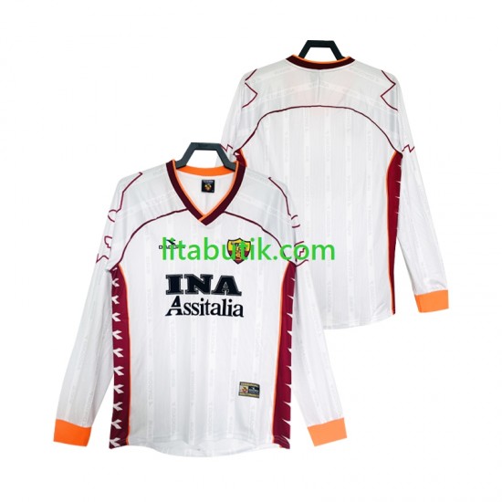 AS Roma 2000 Retro Män Borta Fotbollströja 1999 Långärmad