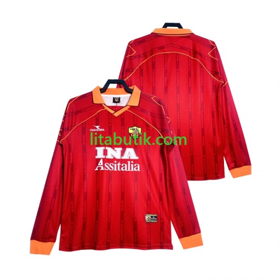 AS Roma 2000 Retro Män Hemma Fotbollströja 1999 Långärmad