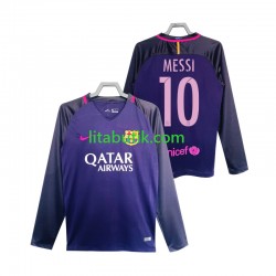 FC Barcelona Lionel Messi 10 2016 2017 Retro Män Borta Fotbollströja Långärmad