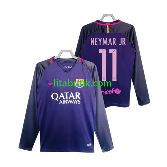 FC Barcelona Neymar JR 11 2016 2017 Retro Män Borta Fotbollströja Långärmad