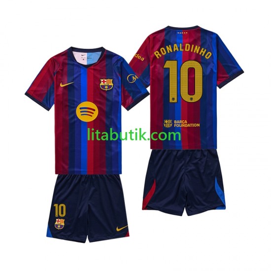 FC Barcelona RONALDINHO 10 Barn Hemma Fotbollströja 2026-2027 Kortärmad