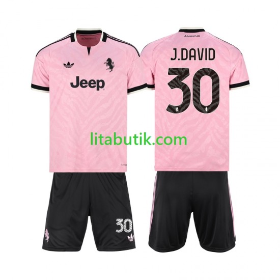 Juventus Jonathan David 30 Barn Borta Fotbollströja 2026-2027 Kortärmad