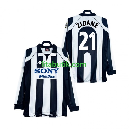Juventus ZIDANE 21 1997 Retro Män Hemma Fotbollströja 1998 Långärmad