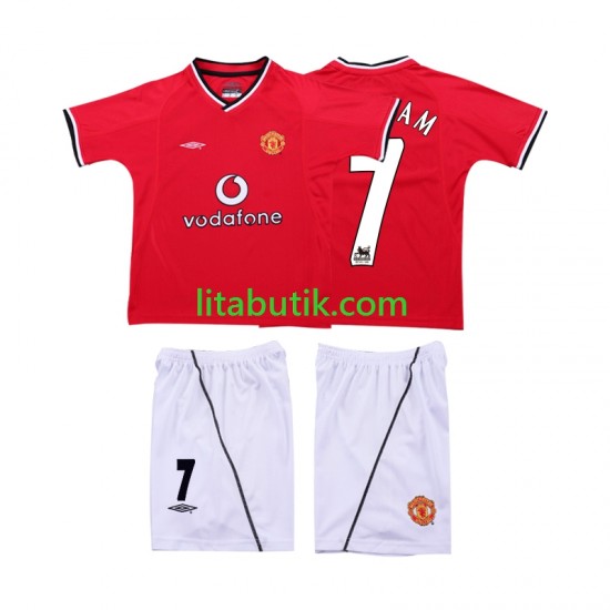 Manchester United BECKHAM 7 2000 Retro Barn Hemma Fotbollströja 2002 Kortärmad