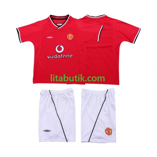 Manchester United 2000 Retro Barn Hemma Fotbollströja 2002 Kortärmad