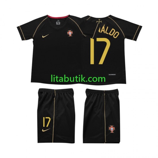 Portugal Cristiano Ronaldo 17 Retro Barn Borta Fotbollströja 2006 Kortärmad