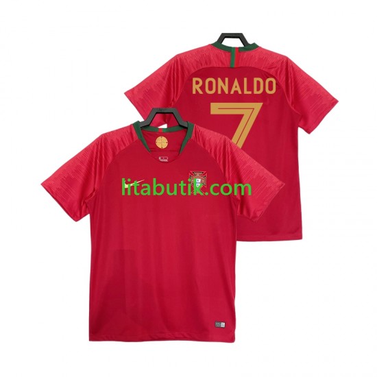 Portugal Cristiano Ronaldo 7 2018 Retro Män Hemma Fotbollströja Kortärmad