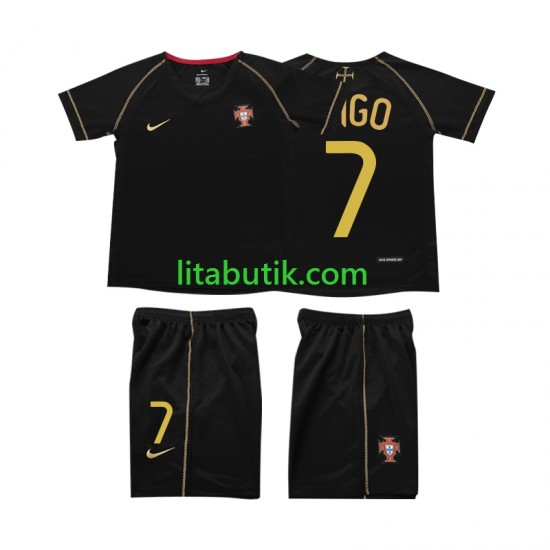 Portugal FIGO 7 Retro Barn Borta Fotbollströja 2006 Kortärmad