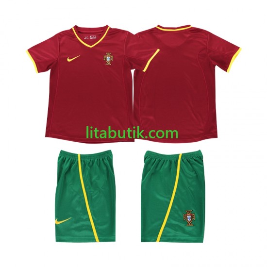 Portugal Retro Barn Hemma Fotbollströja 2002 Kortärmad