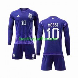 Argentina 3 Stars Lionel Messi 10 Barn Borta Fotbollströja VM 2022 Långärmad Argentina 3 Stars Lionel Messi 10 Barn Borta Fotbollströja VM 2022 Långärmad