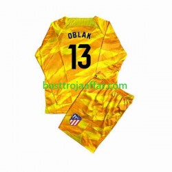 Atlético Madrid Jan Oblak 13 Orangecolor Målvakt Barn Fotbollströja 2023-2024 Långärmad