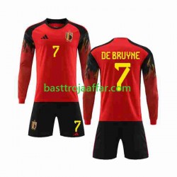 Belgien De Bruyne 7 Barn Hemma Fotbollströja VM 2022 Långärmad Belgien De Bruyne 7 Barn Hemma Fotbollströja VM 2022 Långärmad