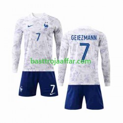 Frankrike Griezmann 7 Barn Borta Fotbollströja VM 2022 Långärmad