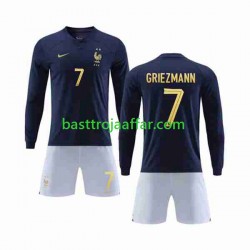 Frankrike Griezmann 7 Barn Hemma Fotbollströja VM 2022 Långärmad