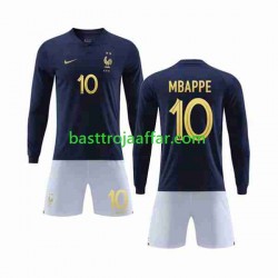 Frankrike Mbappé 10 Barn Hemma Fotbollströja VM 2022 Långärmad Frankrike Mbappé 10 Barn Hemma Fotbollströja VM 2022 Långärmad