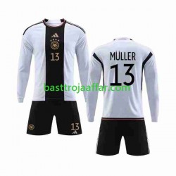 Tyskland MULLER 13 Barn Hemma Fotbollströja VM 2022 Långärmad