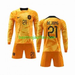 Nederländerna De Jong 21 Barn Hemma Fotbollströja VM 2022 Långärmad Nederländerna De Jong 21 Barn Hemma Fotbollströja VM 2022 Långärmad