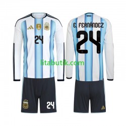 Argentina Enzo Fernandez 24 Barn Hemma Fotbollströja VM 2026 Långärmad