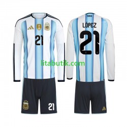 Argentina Jose Manuel Lopez 21 Barn Hemma Fotbollströja VM 2026 Långärmad Argentina Jose Manuel Lopez 21 Barn Hemma Fotbollströja VM 2026 Långärmad