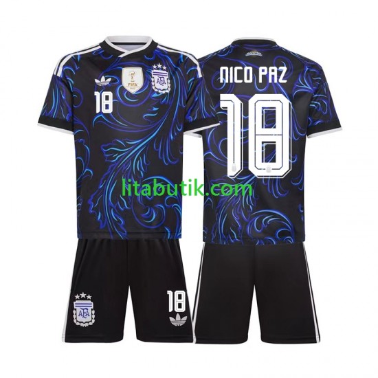 Argentina Nico Paz 18 Barn Borta Fotbollströja VM 2026 Kortärmad
