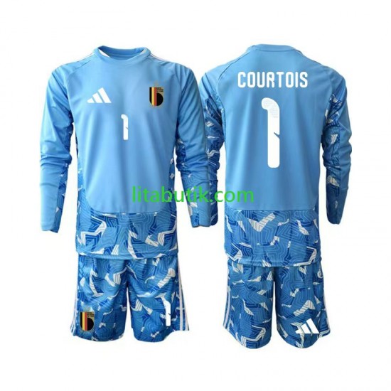 Belgien Thibaut Courtois 1 Målvakt Barn Hemma Fotbollströja VM 2026 Långärmad