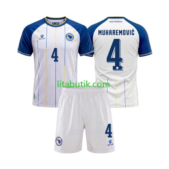 Bosnien Hercegovina Tarik Muharemovic 4 Barn Borta Fotbollströja VM 2026 Kortärmad