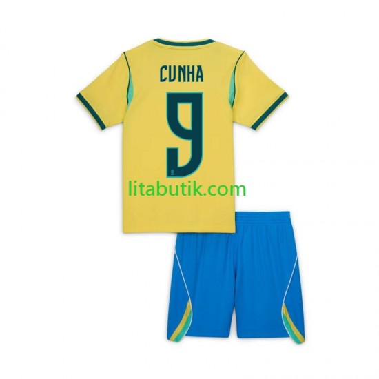 Brasilien Matheus Cunha 9 Chidlren Hemma Fotbollströja VM 2026 Kortärmad