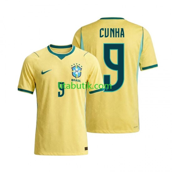Brasilien Matheus Cunha 9 Män Hemma Fotbollströja VM 2026 Kortärmad